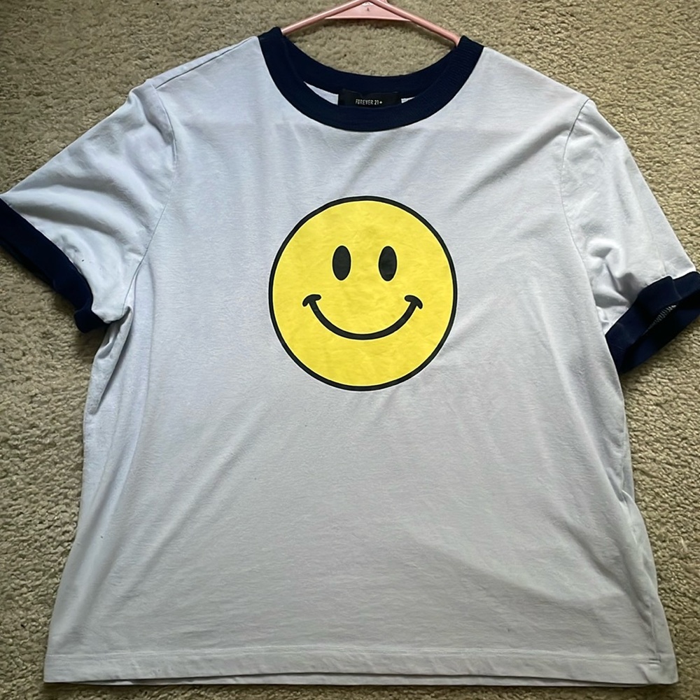 Baby blue smiley shirt